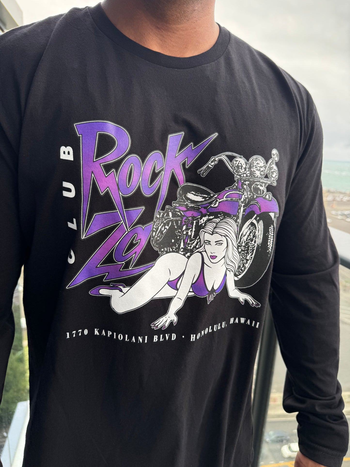 "Purple Harley" Long Sleeve T-Shirt - Black