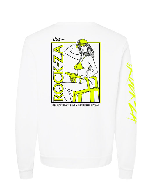 "Hi-Viz Electra" Long Sleeve Crew Neck - White