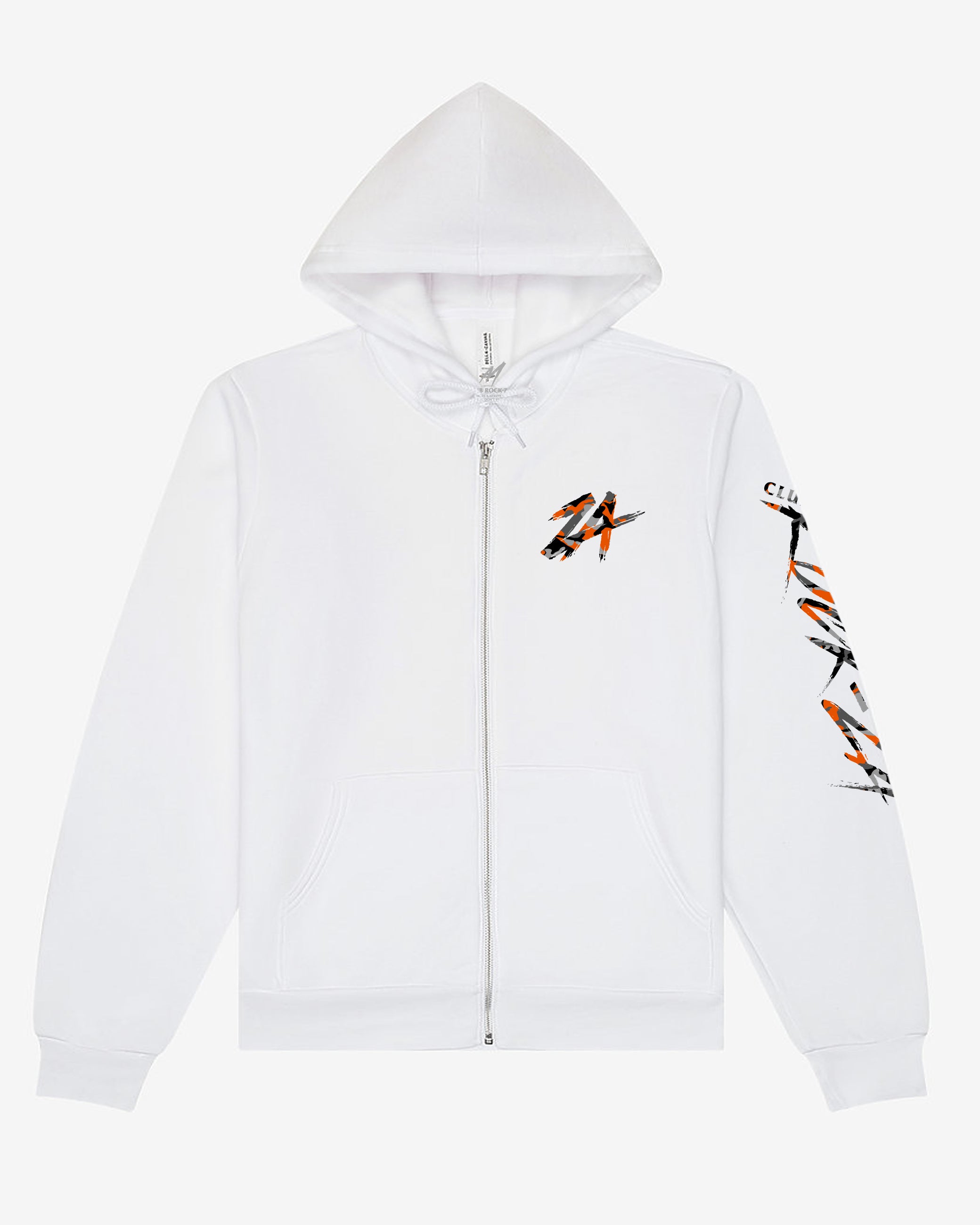 Orange Camo Electra” Zip-up Hoodie - White – clubrockza