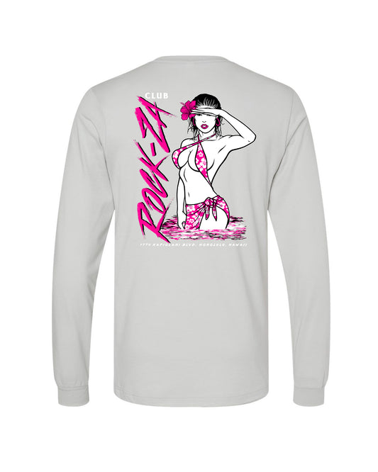 "Pink Merrie Kalani" Long Sleeve T-Shirt - Matte Gray